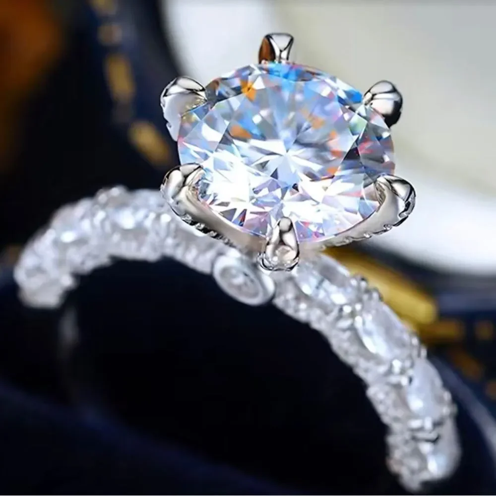 NEW! MAJESTIC 925 Sterling Silver Engagement Ring with 3ct Moissanite